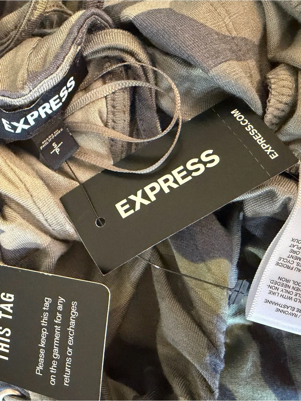Express Camouflage Ruched Side Maxi Dress NWT Sz-S. B2 - Picture 8 of 11
